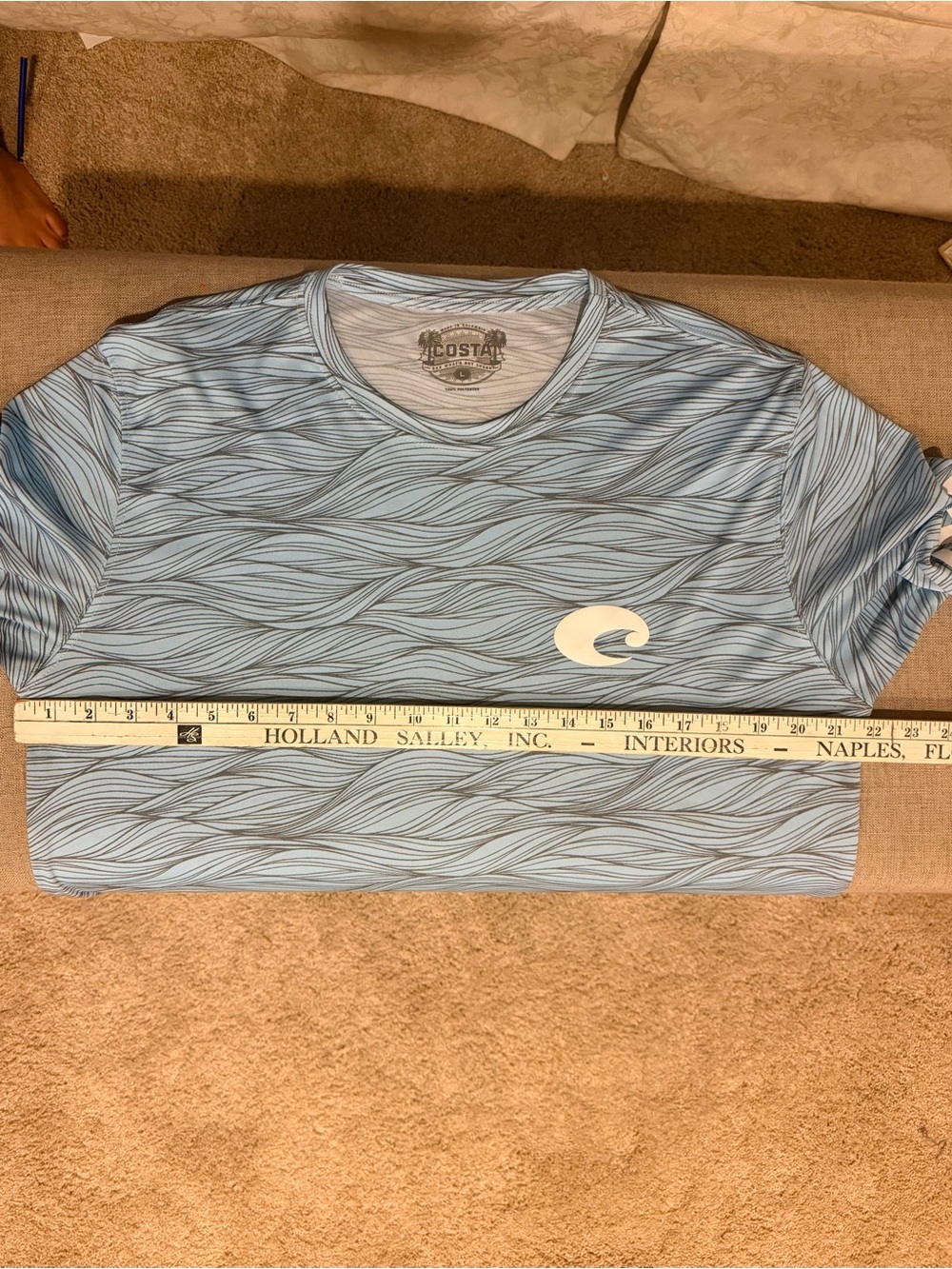 Costa Fishing Shirt Long Sleeve Blue Wave Pattern Like New Rashguard Size L - Picture 5 of 5